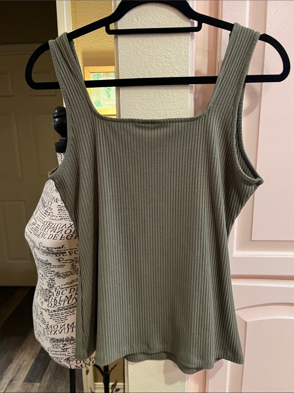 INC International Concepts Olive Ribbed Square-Neck Tank NWOT - Picture 4 of 6
